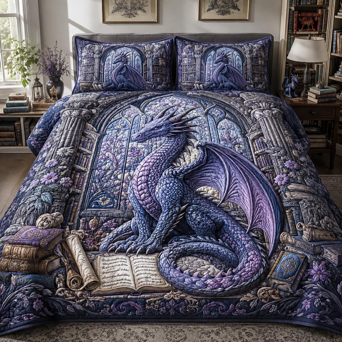 Moonlit Scholar 3-Piece Quilted Bedding Set NCU0DV10042