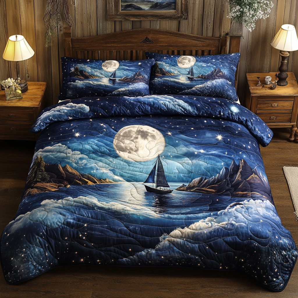 Moonlit Serenity 3-Piece Quilted Bedding Set NCU0VL1000