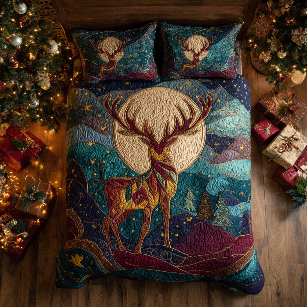 Moonlit Stag 3-Piece Quilted Bedding Set NCU0TV655