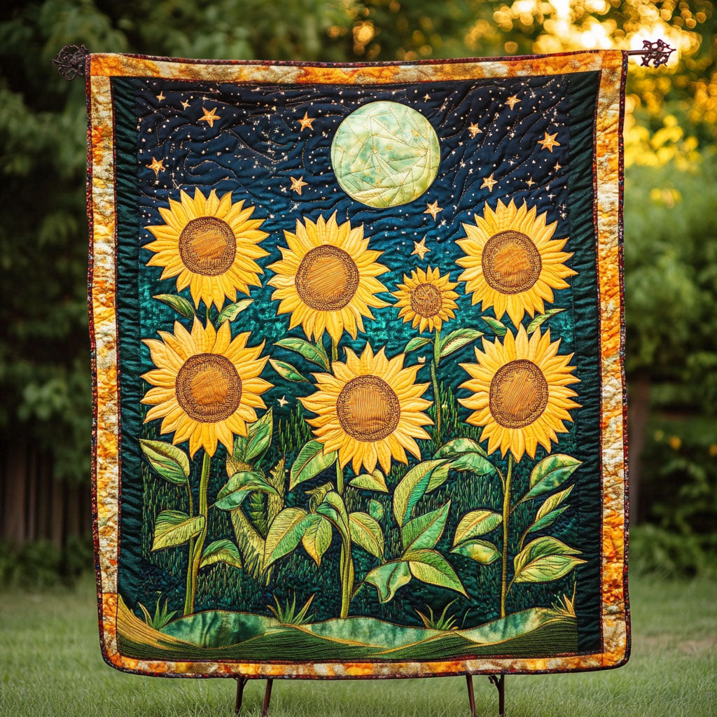 Moonlit Sunflowers Quilted Blanket NCU0NT4061