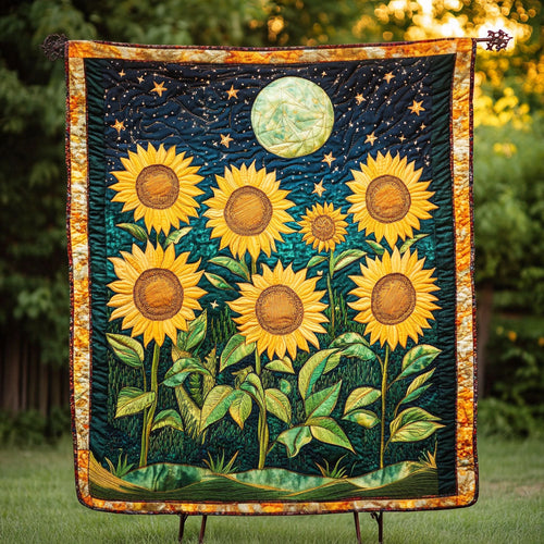 Moonlit Sunflowers Quilted Blanket NCU0NT4061