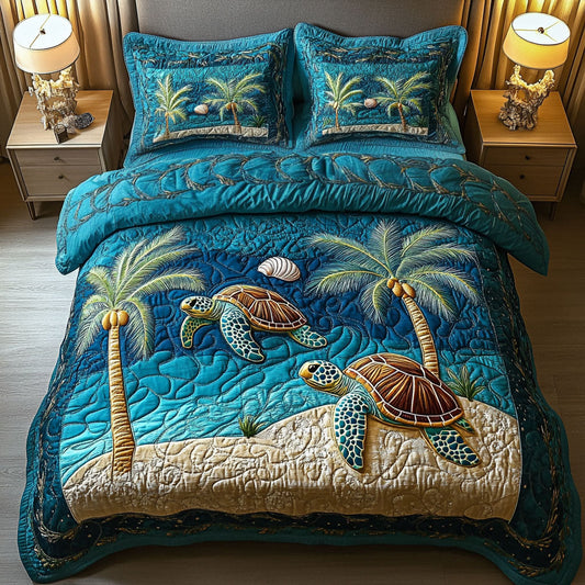 Moonlit Turtle Path 3-Piece Quilted Bedding Set NCU0NT7108