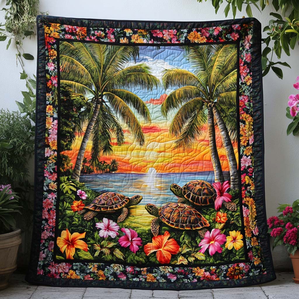 Moonlit Turtle Path Quilted Blanket NCU0NT7210