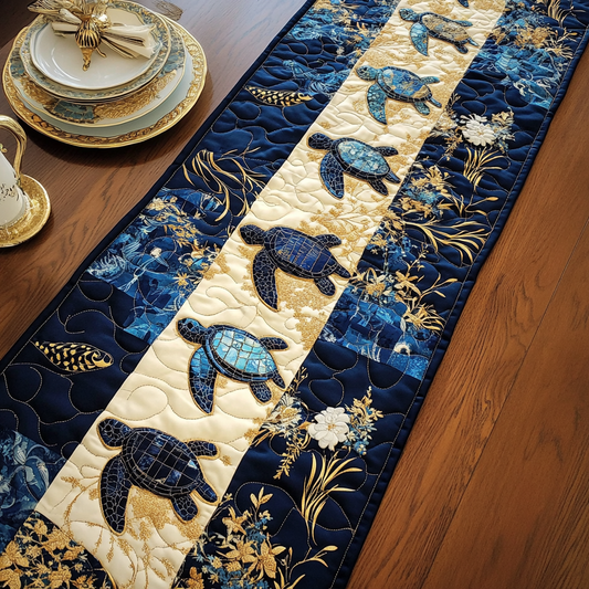 Moonlit Turtle Quilted Table Runner NCU0DV4512
