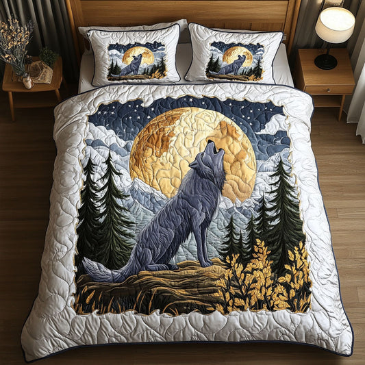 Moonlit Wolf 3-Piece Quilted Bedding Set NCU0NT3854