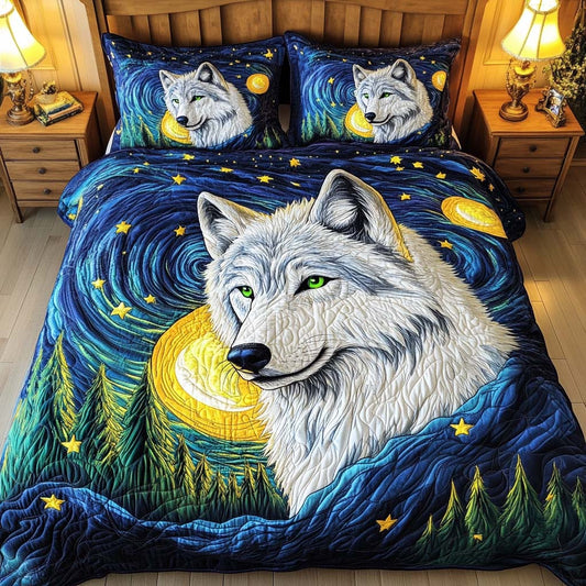 Moonlit Wolf 3-Piece Quilted Bedding Set NCU0NT9141