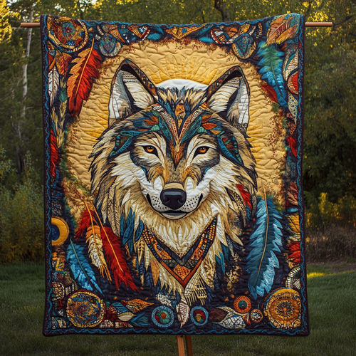 Moonlit Wolf Quilted Blanket NCU0DK3487