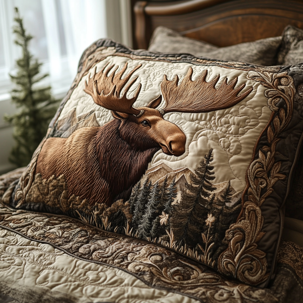 Moose Charm Quilted Bedding Pillow Case NCU0DV2850