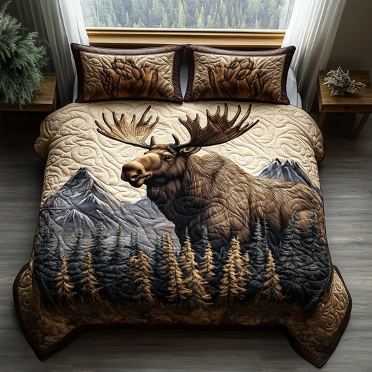 Moose Charm Quilted Bedding Set NCU0DV2767