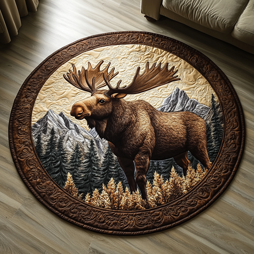 Moose Charm Quilted Round Mat NCU0DV5362