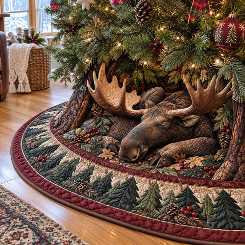 Moose Dreams Beneath the Pines Christmas Quilted Tree Skirt NCU0PT12224