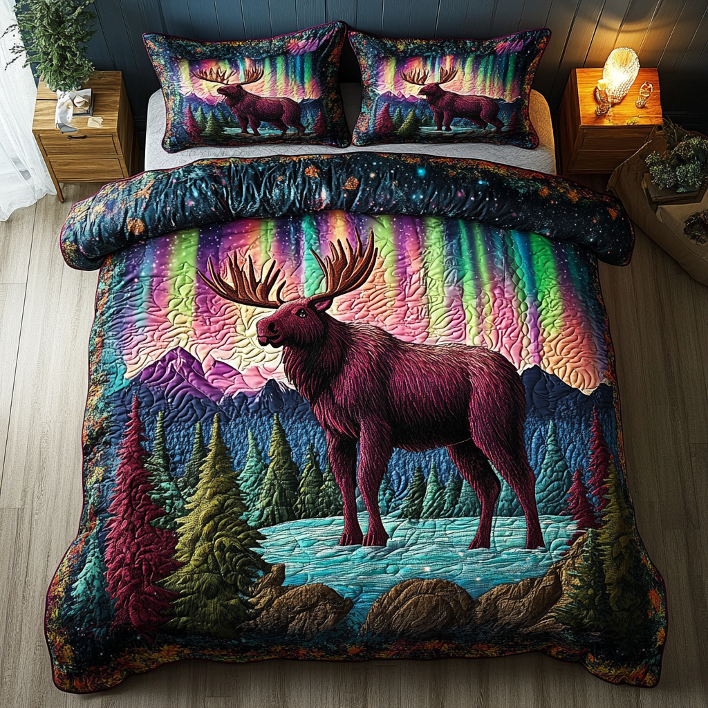 Moose Haven 3-Piece Quilted Bedding Set NCU0DK7602