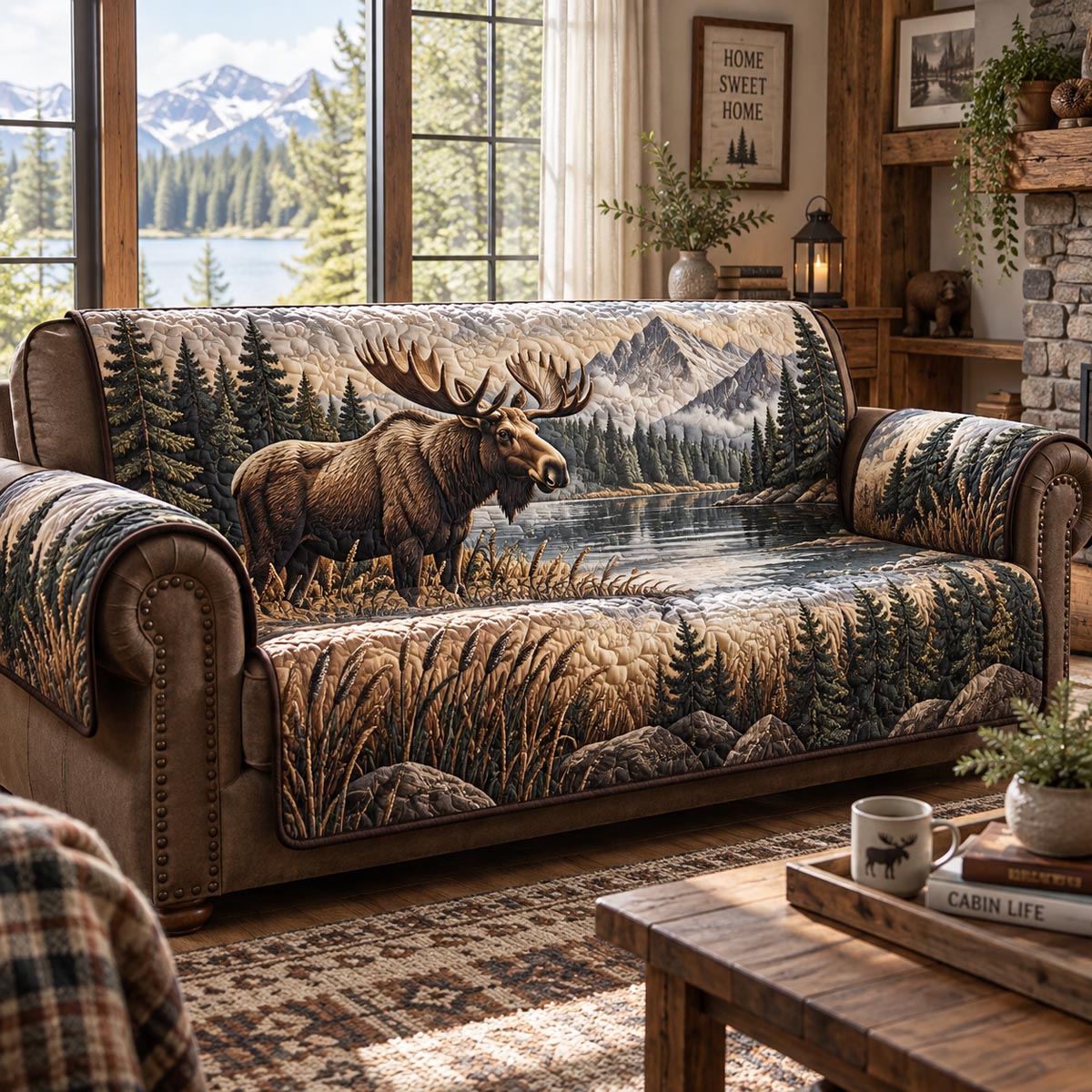 Moose Mountain Creek Quilted Sofa Cover NCU0DV10097