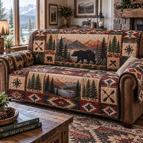 Moose Mountain Lodge Quilted Sofa Cover NCU0DV10124