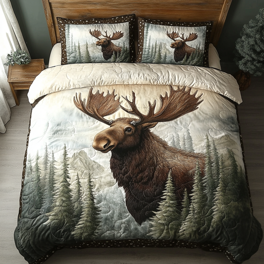 Moose Path 3-Piece Quilted Bedding Set NCU0DK10622