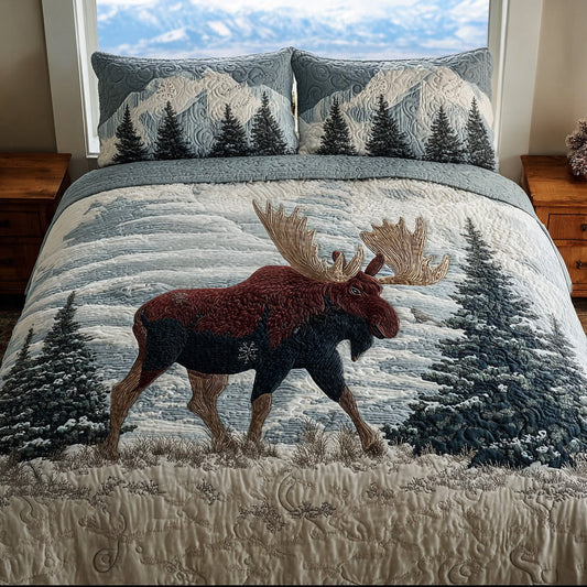 Moose Path 3-Piece Quilted Bedding Set NCU0DV7555