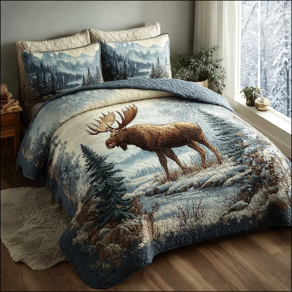 Moose Spirit 3-Piece Quilted Bedding Set NCU0DK10621