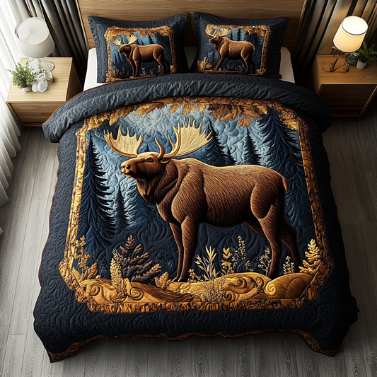 Moose Spirit 3-Piece Quilted Bedding Set NCU0DK9753