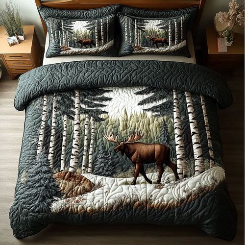 Moose Tracks 3-Piece Quilted Bedding Set NCU0DK7460