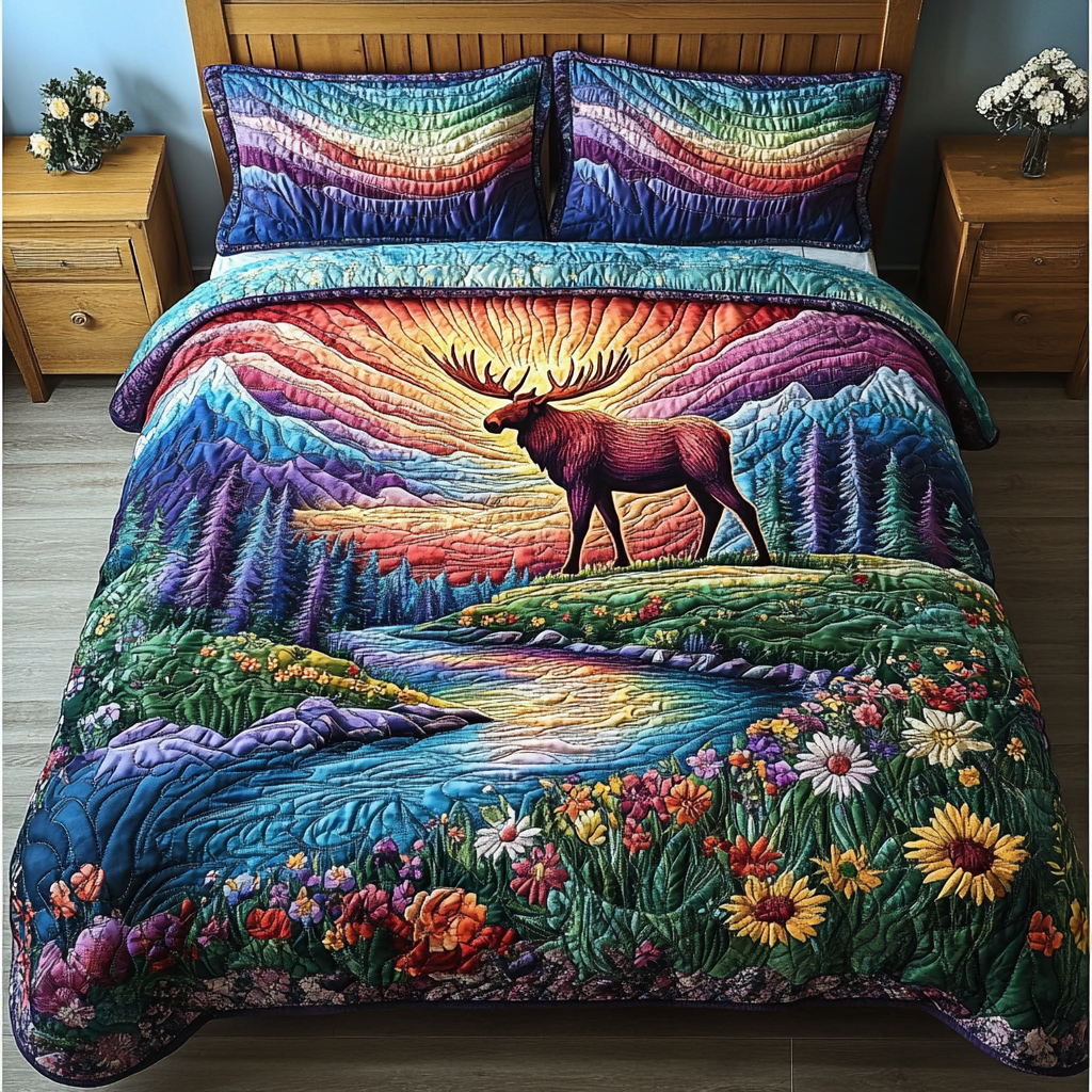 Moose Tracks 3-Piece Quilted Bedding Set NCU0DK7601