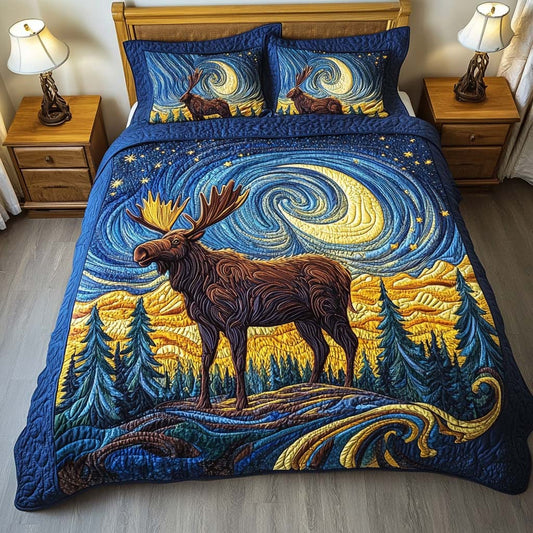 Moose Twilight 3-Piece Quilted Bedding Set NCU0NT9142