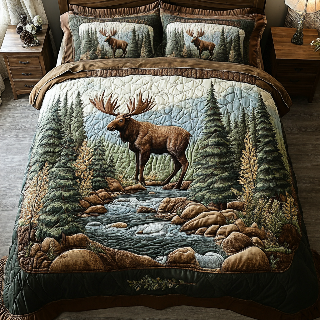 Moose Valley 3-Piece Quilted Bedding Set NCU0DK7600