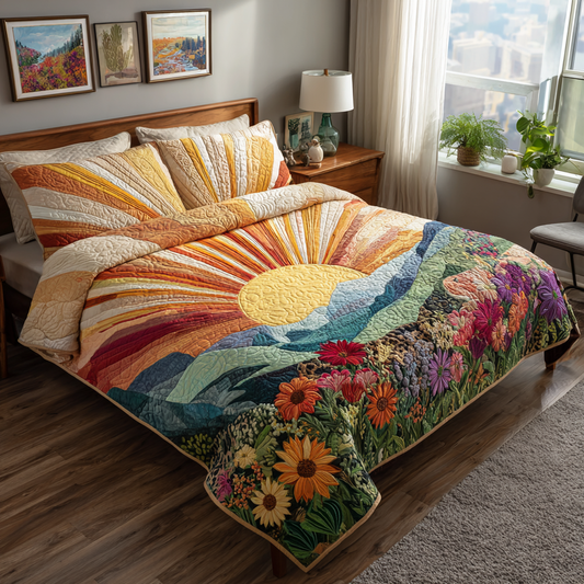 Morning Bloom 3-Piece Quilted Bedding Set NCU0VH5750