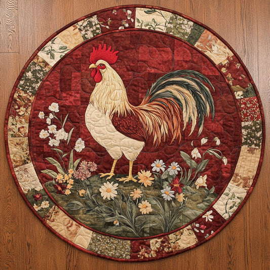 Morning Crow Rooster Quilted Round Mat NCU0PT6315