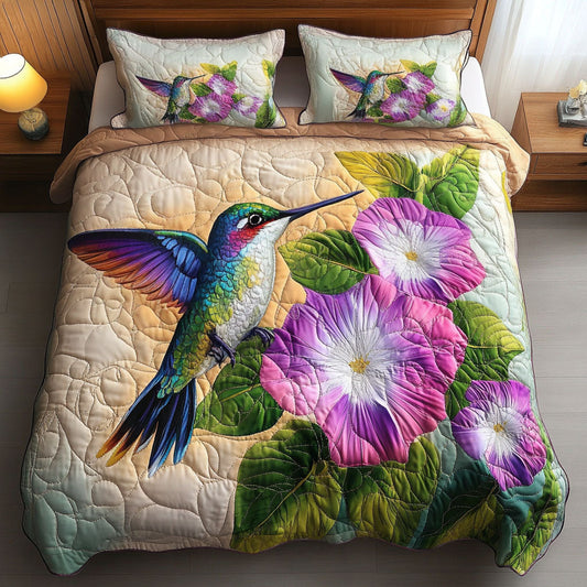 Morning Glory Flight 3-Piece Quilted Bedding Set NCU0NT4803