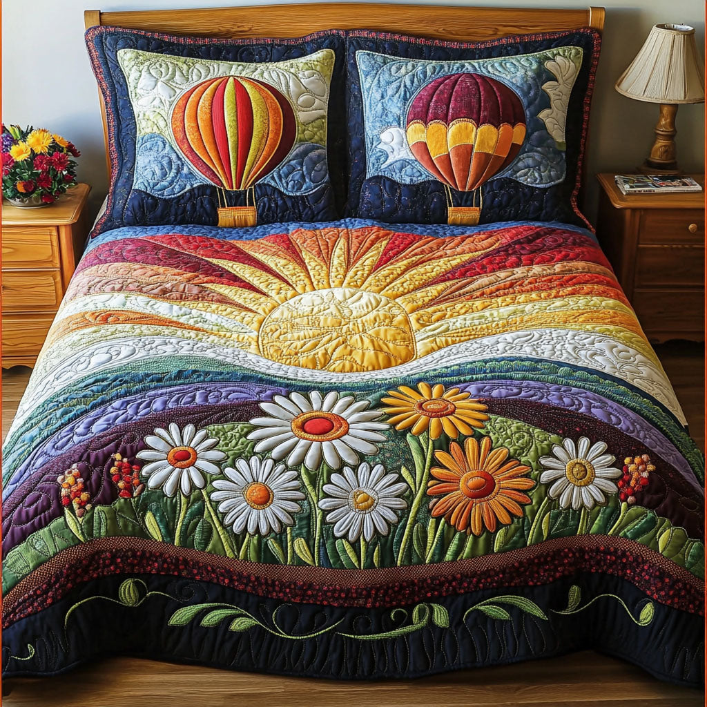 Morning Glory Skies 3-Piece Quilted Bedding Set NCU0PT5183