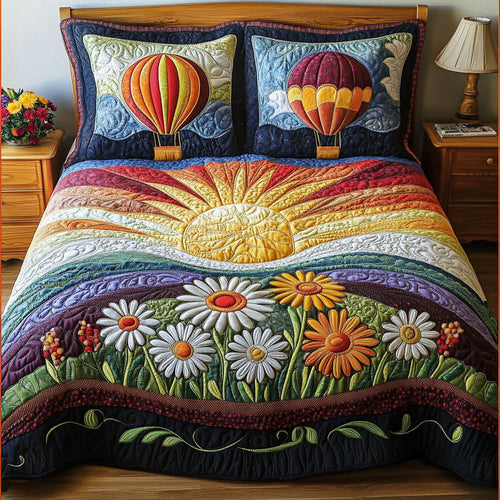 Morning Glory Skies 3-Piece Quilted Bedding Set NCU0PT5183