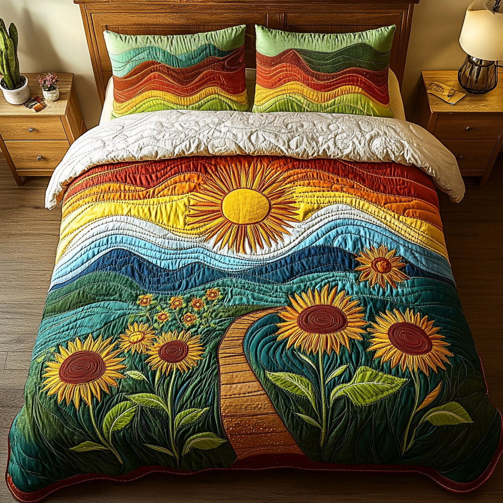 Morning Glow Landscape 3-Piece Quilted Bedding Set NCU0NT4665