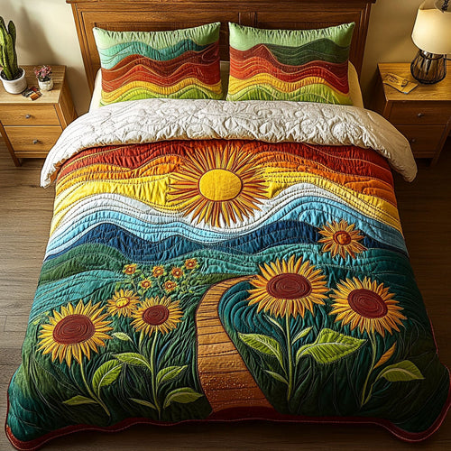 Morning Glow Landscape 3-Piece Quilted Bedding Set NCU0NT4665