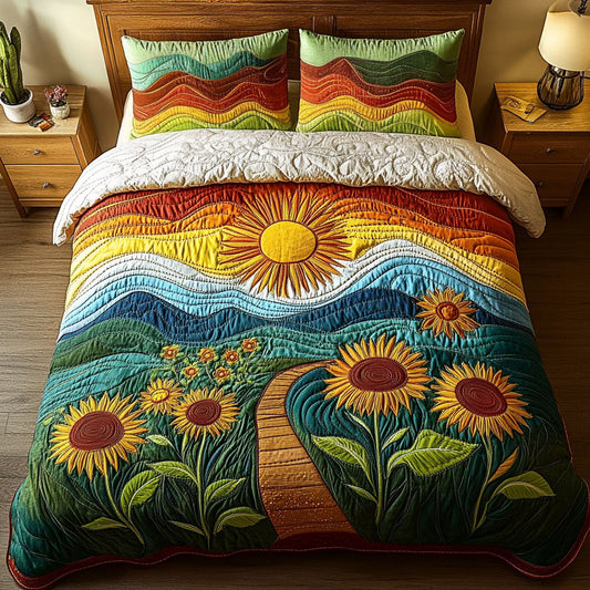 Morning Glow Landscape 3-Piece Quilted Bedding Set NCU0NT4665