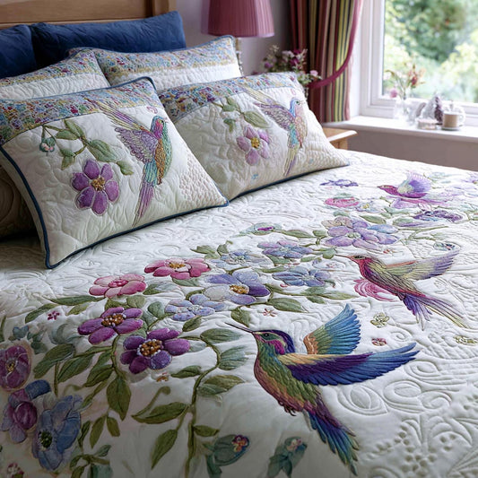 Morning Hummingbird 3-Piece Quilted Bedding Set NCU0DV9352