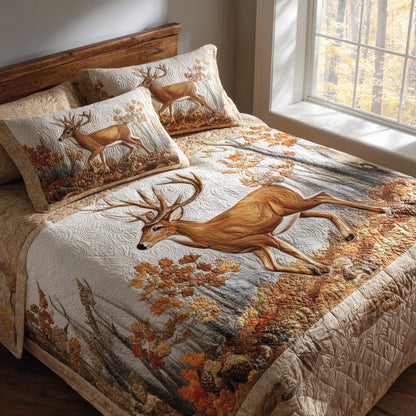 Morning Light Deer 3-Piece Quilted Bedding Set NCU0DV8025