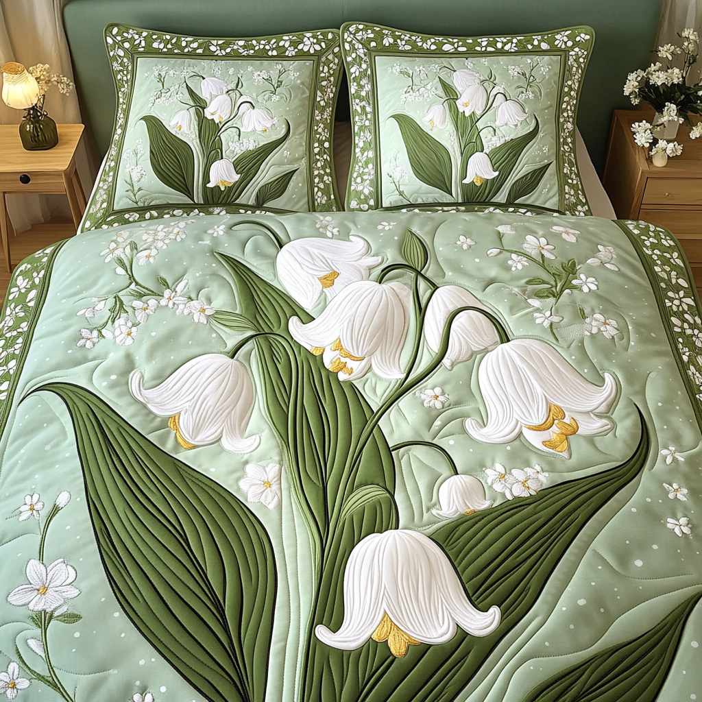 Morning Lily 3-Piece Quilted Bedding Set NCU0VH4397