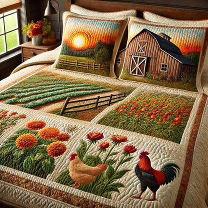 Morning Meadow 3-Piece Quilted Bedding Set NCU0PT5581