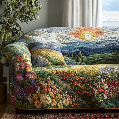 Morning Meadow Light Quilted Sofa Cover NCU0VL3006