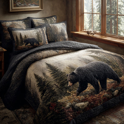 Morning Mist Black Bear 3-Piece Quilted Bedding Set NCU0DV8014