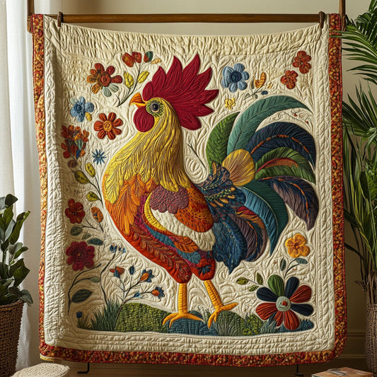 Morning Rooster Quilted Blanket NCU0PT5365