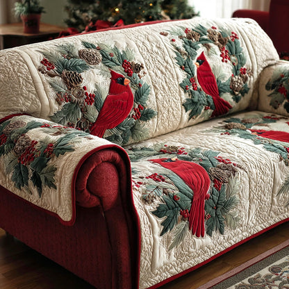 Morning Song Cardinal Quilted Sofa Cover NCU0TD1298