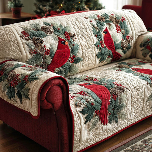 Morning Song Cardinal Quilted Sofa Cover NCU0TD1298