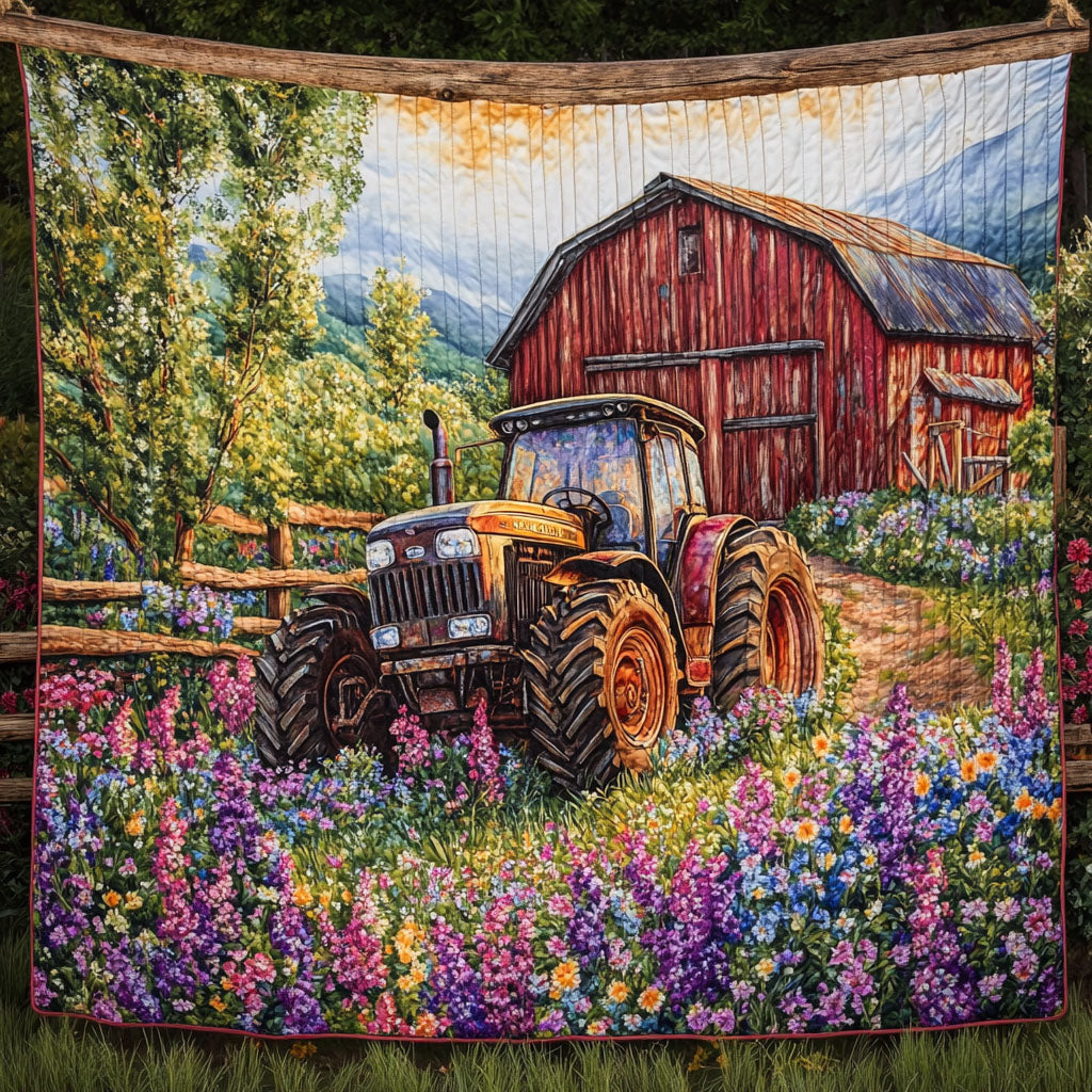 Morning Sun Tractor Quilted Blanket NCU0NT6249