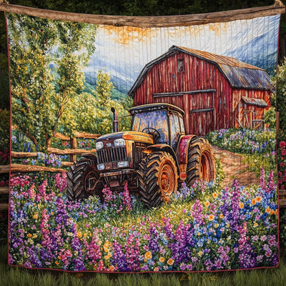 Morning Sun Tractor Quilted Blanket NCU0NT6249