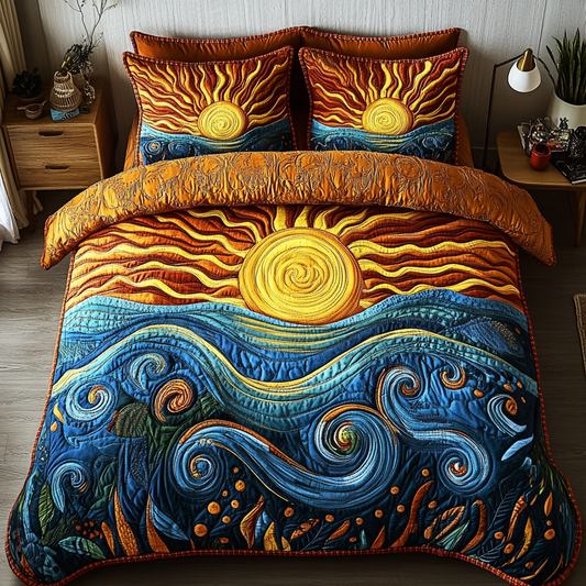 Morning Sunrise 3-Piece Quilted Bedding Set NCU0DK7679