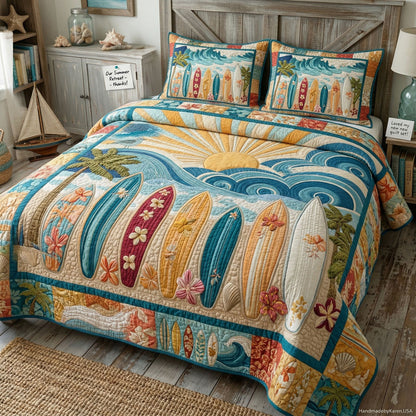 Morning Surf Lounger 3-Piece Quilted Bedding Set NCU0PT11654