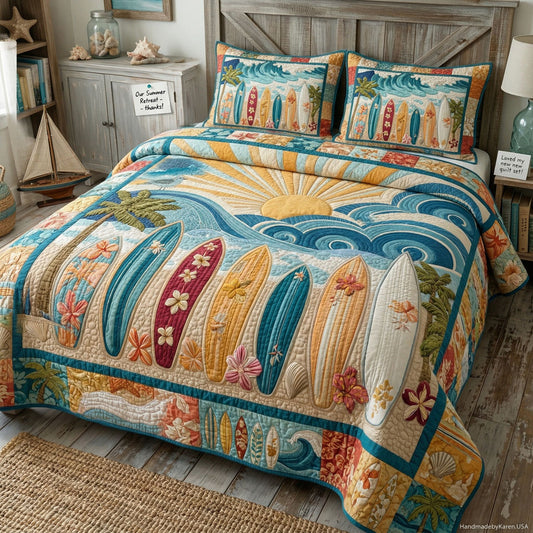 Morning Surf Lounger 3-Piece Quilted Bedding Set NCU0PT11654