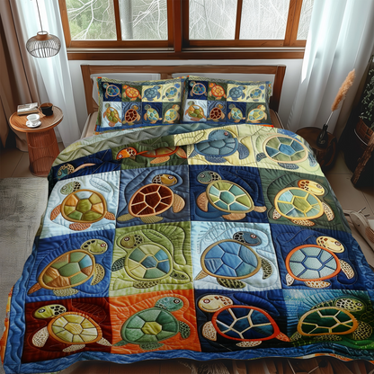 Mosaic Turtle 3-Piece Quilted Bedding Set NCU0DV029