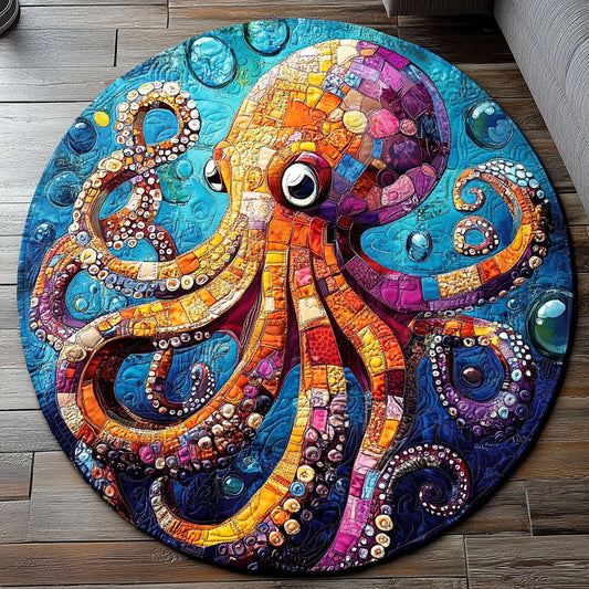Mosaic Ocean Octopus Quilted Round Mat NCU0NT4837
